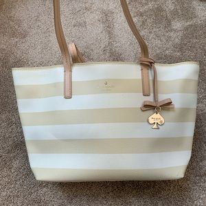 Large kate spade striped tote bag